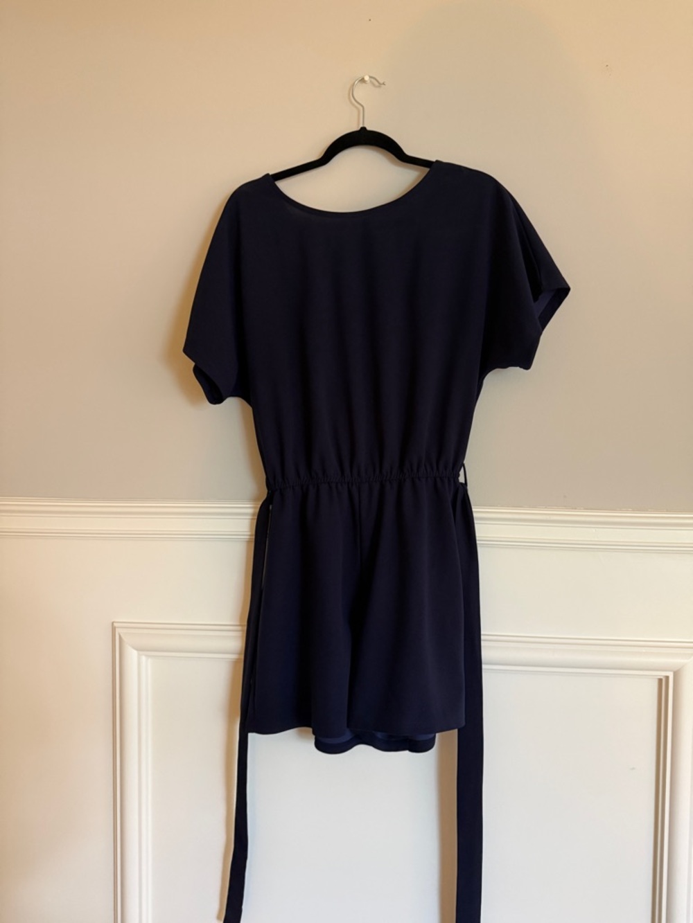 Nordstrom Navy Short-Sleeve Tie-Waist Mini Dress